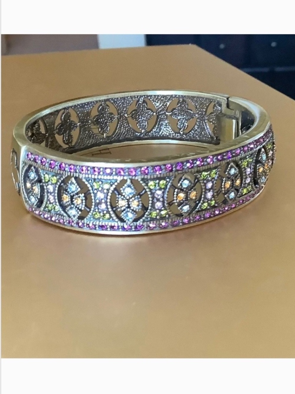 Heidi Daus Mosaic Masterpiece Crystal Bangle Bracelet SZ S/M
